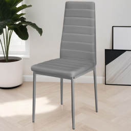 tectake Grey High Backrest Padded Dining Chair Set of 8