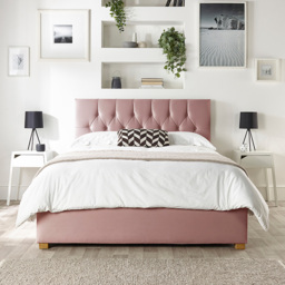 Catherine Lansfield Boutique Super King Size Blush Velvet Ottoman Bed - thumbnail 1