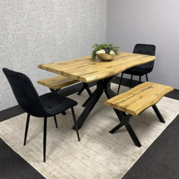 Kosy Koala 4 Seater Wood and Velvet Dining Bench Set Black - thumbnail 1
