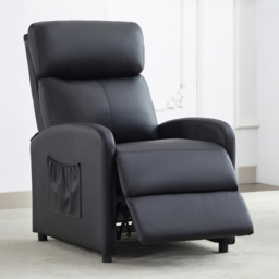 Black Faux Leather Recliner Adjustable Armchair