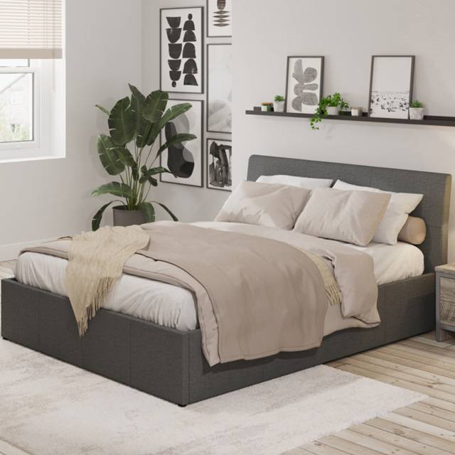 GFW Ascot King Grey End Lift Ottoman Bed - image 1