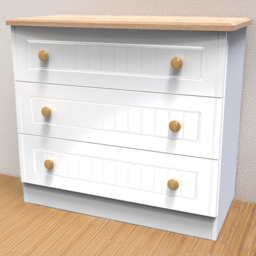 Crowndale Warwick 3 Drawer White Ash and Oak Chest of Drawers
