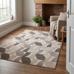 Vera Leaf Pattern Neutral Rug 120 x 170cm - thumbnail 2