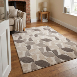 Vera Leaf Pattern Neutral Rug 120 x 170cm - thumbnail 3