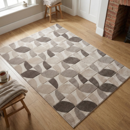 Vera Leaf Pattern Neutral Rug 120 x 170cm - thumbnail 4