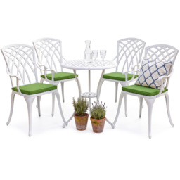 Centurion Oshowa White and Green 4 Seater Cast Aluminium Garden Bistro Set with Cushions - thumbnail 2