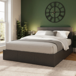 GFW Double Light Grey End Lift Ottoman Bed with Stitched Headboard