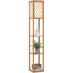 Portland Natural 3 Shelf Fabric Shade Floor Lamp