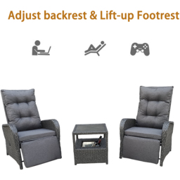 Furniture One 2 Seater Patio Lounge Chair Set with Ice Bucket - thumbnail 3