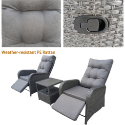 Furniture One 2 Seater Patio Lounge Chair Set with Ice Bucket - thumbnail 4
