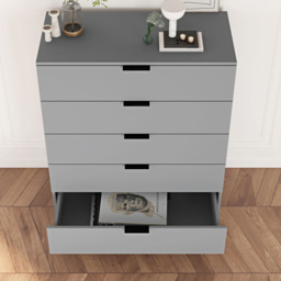 Home Source Phoenix Grey 5 Drawer Chest of Drawers - thumbnail 3