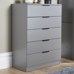 Home Source Phoenix Grey 5 Drawer Chest of Drawers - thumbnail 1