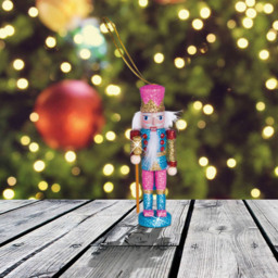 St Helens Multicolour Nutcracker with Pink Hat Christmas Tree Decoration 13cm - thumbnail 3