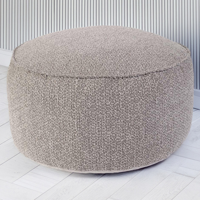 Kaikoo Grey Boucle Round Drum Bean Bag - image 1