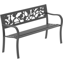 Garden Vida Black 3 Seater Rose Style Steel Garden Bench - thumbnail 2