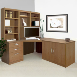 R White Cabinets English Oak Woodgrain Home Office Furniture Set