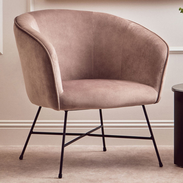 Premier Housewares Stockholm Mink Velvet Curved Accent Chair - image 1