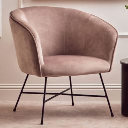 Premier Housewares Stockholm Mink Velvet Curved Accent Chair - thumbnail 1