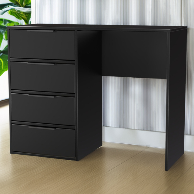 Crowndale Hong Kong 4 Drawer Matt Black Vanity Dressing Table Ready Assembled - image 1