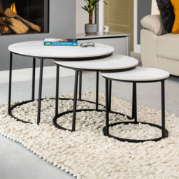Artemis Home Orbis White Marble Effect Nest of Table Set of 3 - thumbnail 1