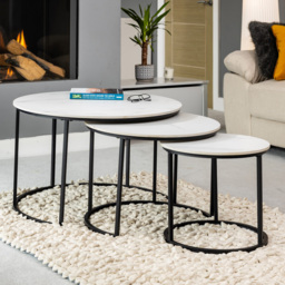 Artemis Home Orbis White Marble Effect Nest of Table Set of 3 - thumbnail 3