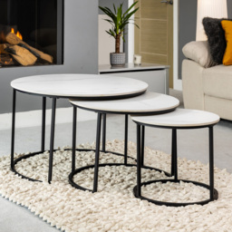Artemis Home Orbis White Marble Effect Nest of Table Set of 3 - thumbnail 2