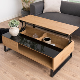 Florence Azalea Single Shelf Black and Oak Lift Up Coffee Table