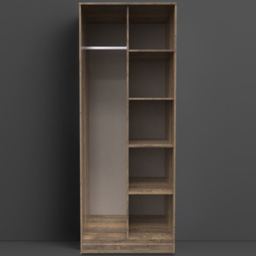 Crowndale Hong Kong Ready Assembled Vintage Oak Tall Open Wardrobe - thumbnail 1