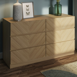 GFW Catania 6 Drawer Euro Oak Wood Chest of Drawers