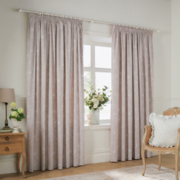 Wylder Nature Bella Floral Lined Pencil Pleat Curtains Natural 229 x 183cm - thumbnail 1