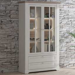 Florence Illopa 2 Door 2 Drawer Nelson and Snowy Oak Display Cabinet