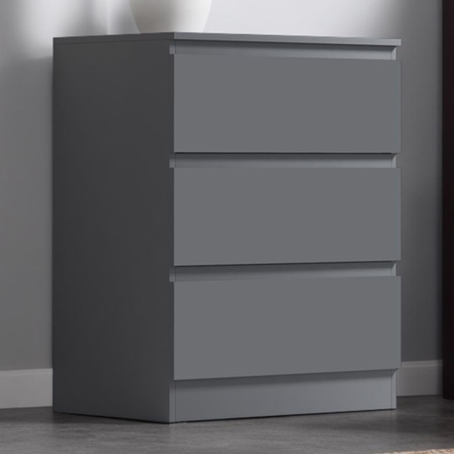 FWStyle Carlton 3 Drawer Matt Grey Chest of Drawers - image 1