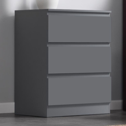 FWStyle Carlton 3 Drawer Matt Grey Chest of Drawers - thumbnail 1