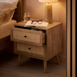Kubu Rattan 2 Drawer Bedside Table - thumbnail 1