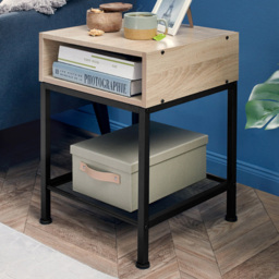 tectake Harlow Light Wood Oak 2 Shelf Sonoma Bedside Table - thumbnail 1