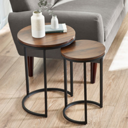 Julian Bowen Tribeca Walnut Round Nest of Tables Set of 2