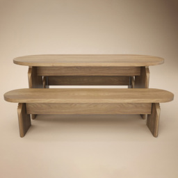 SOLACE+CO Varm Eira Ribbed Wooden 2 Seater Dining Set with Bench - thumbnail 2