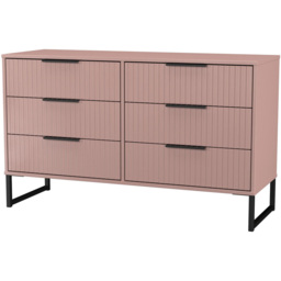 Crowndale Fluted 6 Drawer Kobe Pink Wide Chest of Drawers Ready Assembled - thumbnail 4