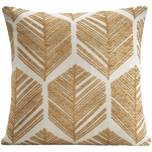 Alan Symonds Chenille Gold Geometric Forest Cushion with Polyester Filled Pad 45 x 45cm 4 Pack
