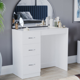 Vida Designs Riano 3 Drawer White Dressing Table - thumbnail 1
