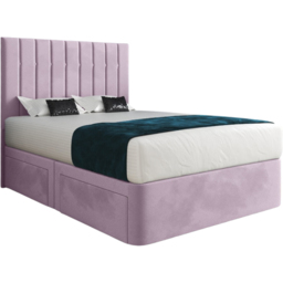 Marcelo Pink King Size Velvet Upholstered Divan Bed Frame with Linear Headboard - thumbnail 2