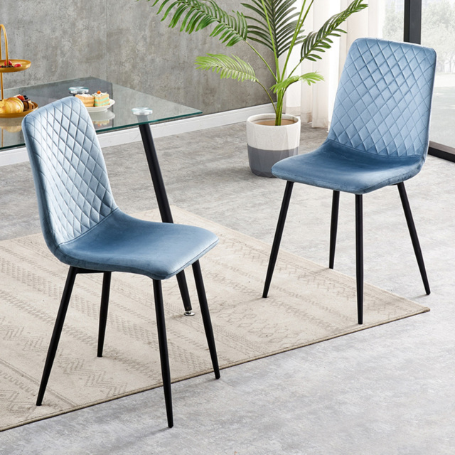 Lexi Light Blue Velvet Fabric Dining Chair Set of 2 - image 1