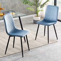 Lexi Light Blue Velvet Fabric Dining Chair Set of 2