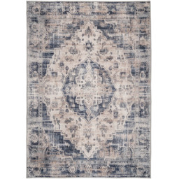 Kukoon Distressed Vintage Medallion Beige and Blue Rug 160 x 230cm - thumbnail 1