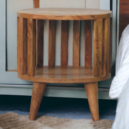 Artisan Furniture Ariella Brown Single Shelf Solid Wood Bedside Table - thumbnail 1