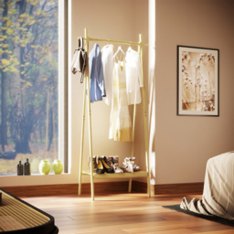 Living Elements Single Shelf Bamboo Foldable Garment Rack - thumbnail 2