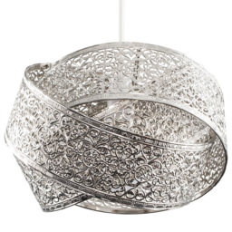 ValueLights Hacienda Brushed Chrome Intertwined Pendant Light Shade