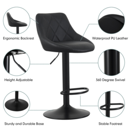 Stanley Black Adjustable Breakfast Bar Stool with Footrest Set of 2 - thumbnail 3