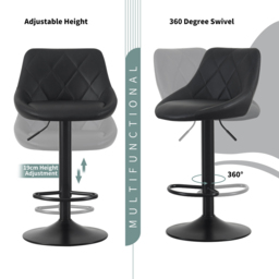 Stanley Black Adjustable Breakfast Bar Stool with Footrest Set of 2 - thumbnail 4