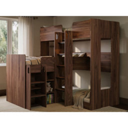 Flair Bode Oak and Walnut Triple Sleeper L-Shaped Bunk Bed - thumbnail 4